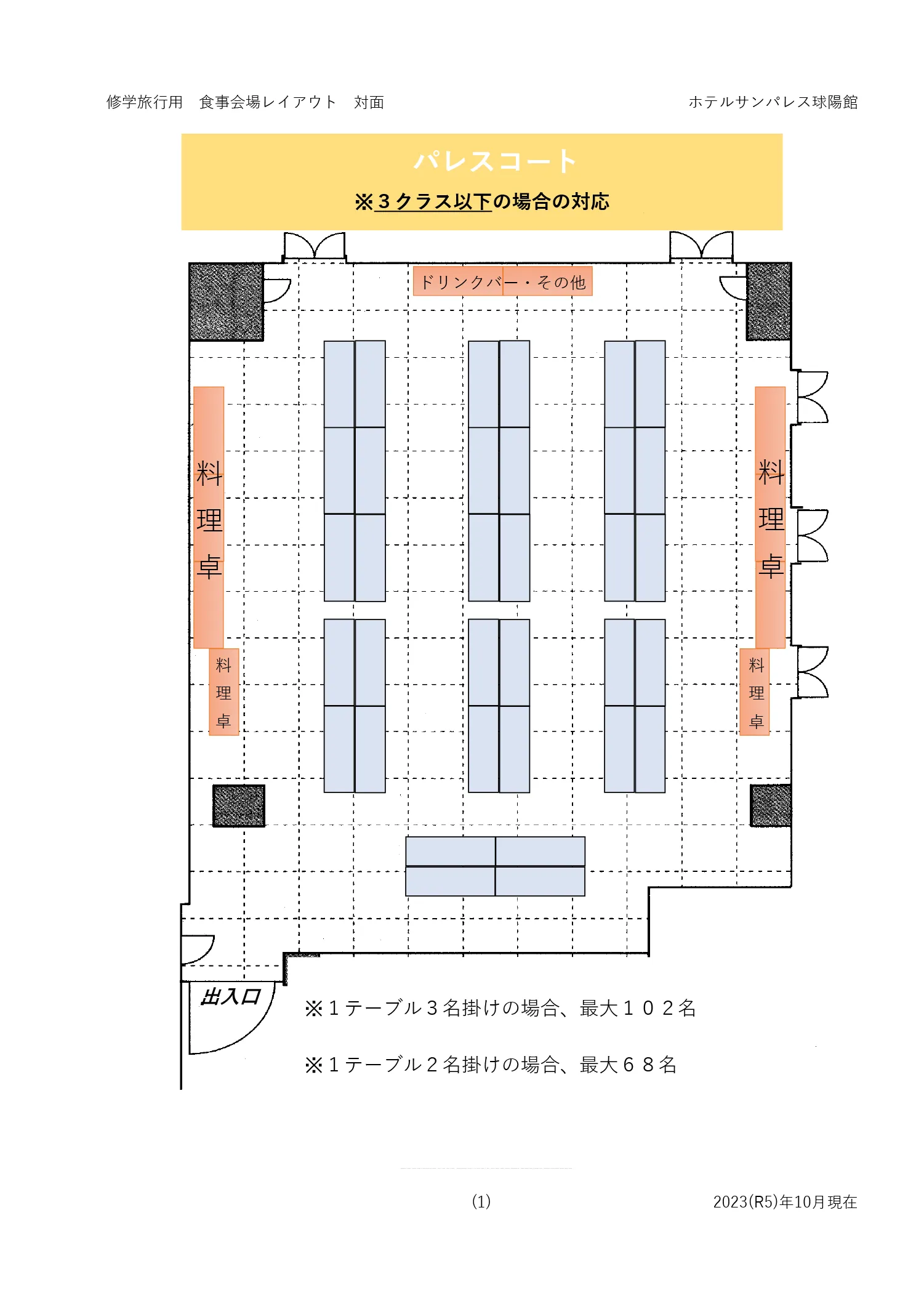 【修学旅行】食事会場レイアウト一覧